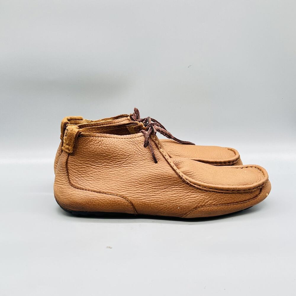 UGG Boots Mens 11 Brown Leather Carraway Moccasin Lace Up Slippers Comfort Shoes